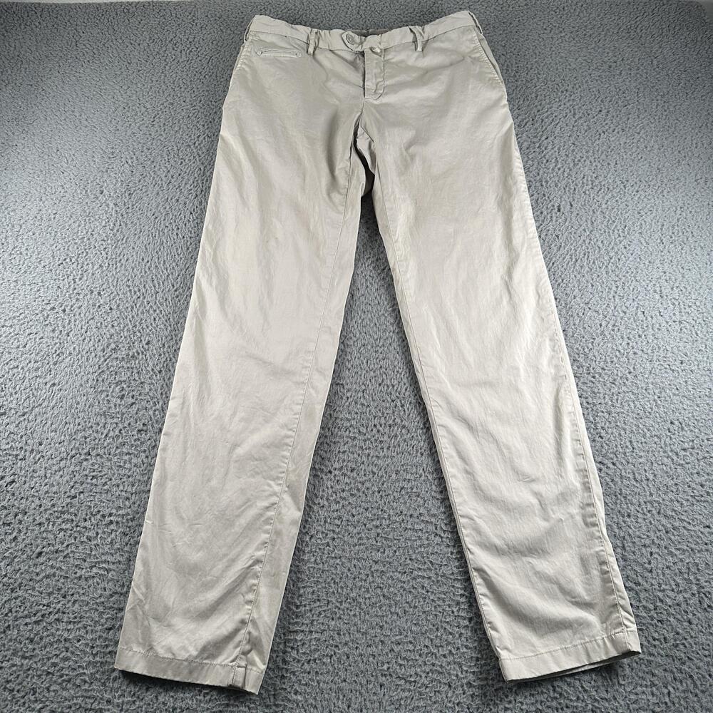 Isaia Tinto Slim Chino Pants Mens Size 48R(32x32 US) Beige Italy Stretch Casual